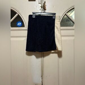 Textured Two-Tone Black and Cream Mini Skirt